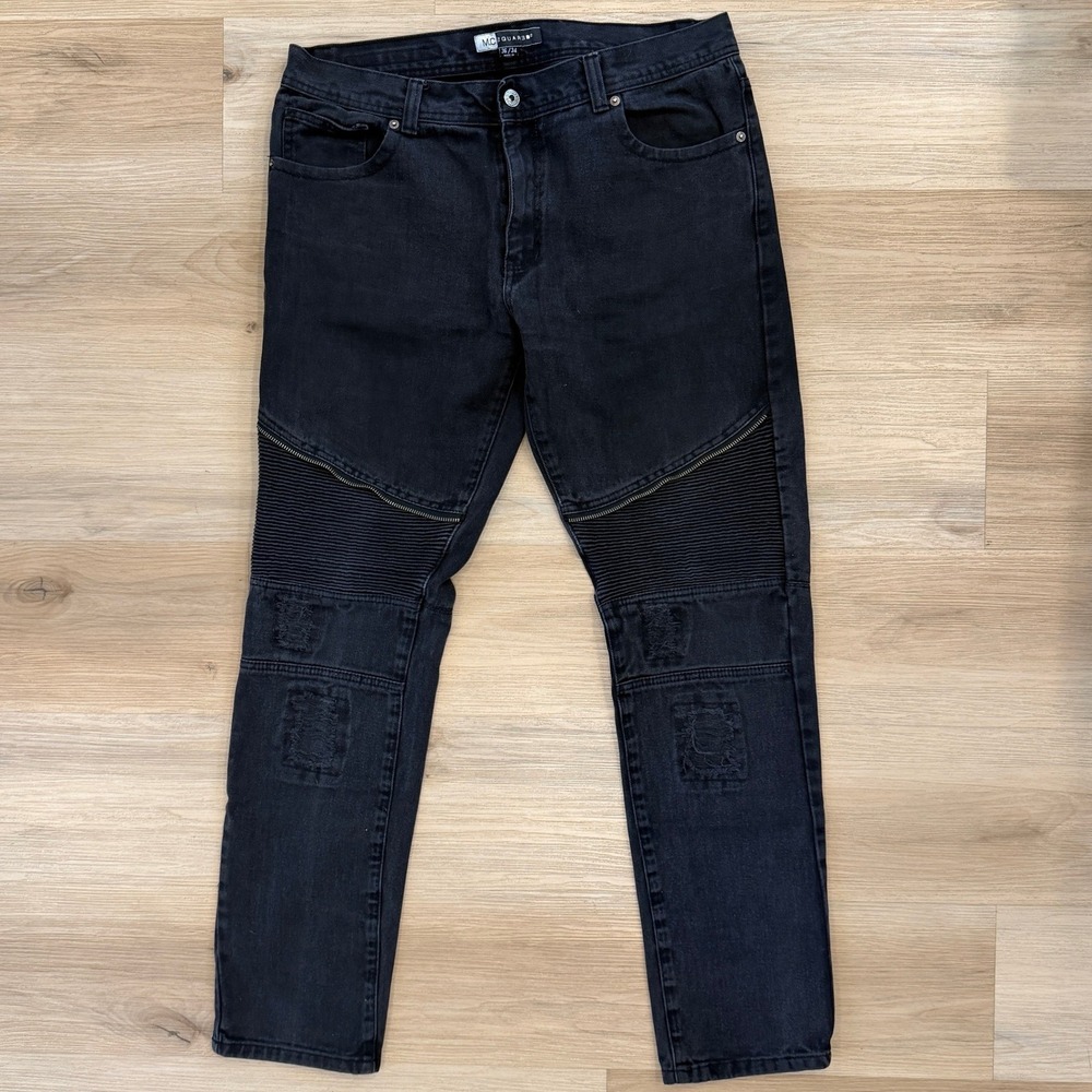 MC Squared 2 Black Skinny Denim Jeans 36/34 Biker Grunge Skater Streetwear